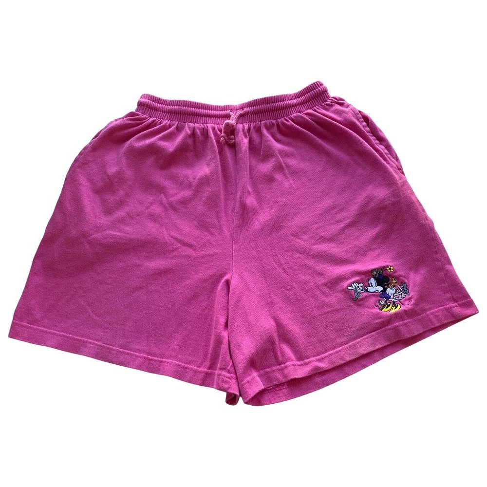 Vintage Disney Store Minnie Mouse Embroidered Pink High Waisted Womens Shorts